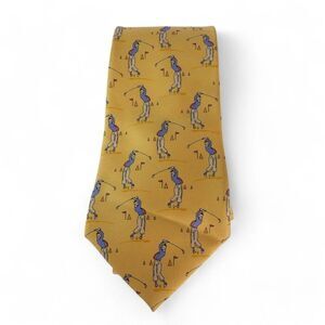 Polo by Ralph Lauren Vintage Golf "Hole-in-One" Handmade‎ Silk Tie Yellow